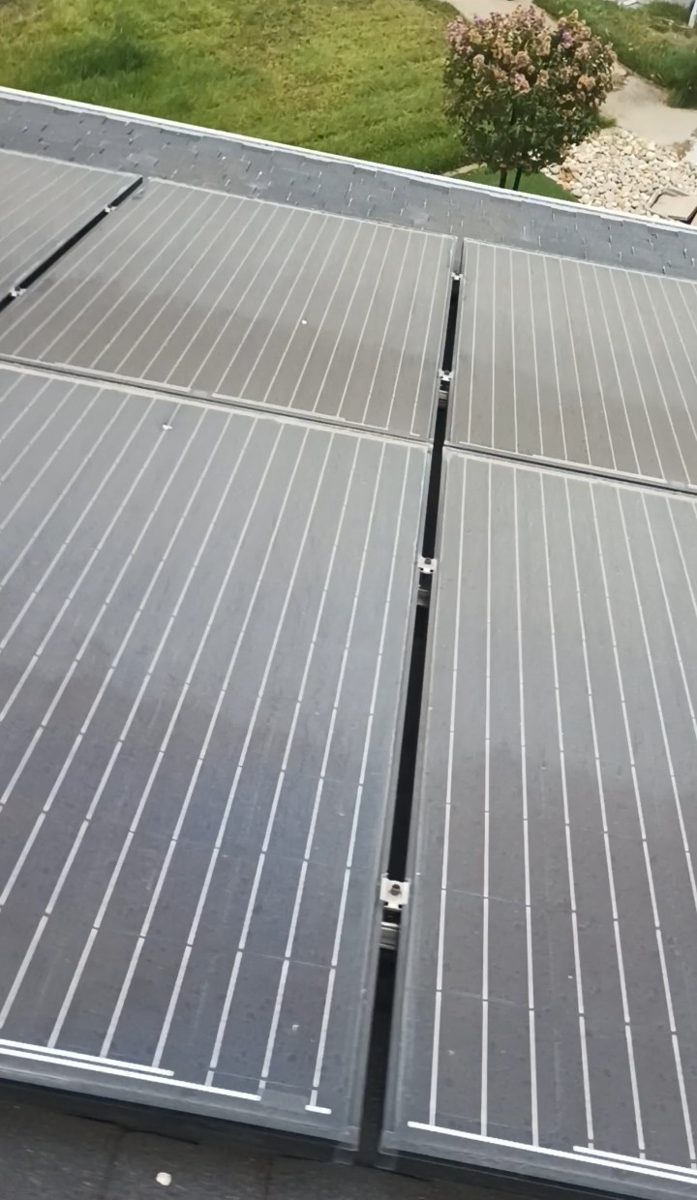 Dusty solar panels before cleaning