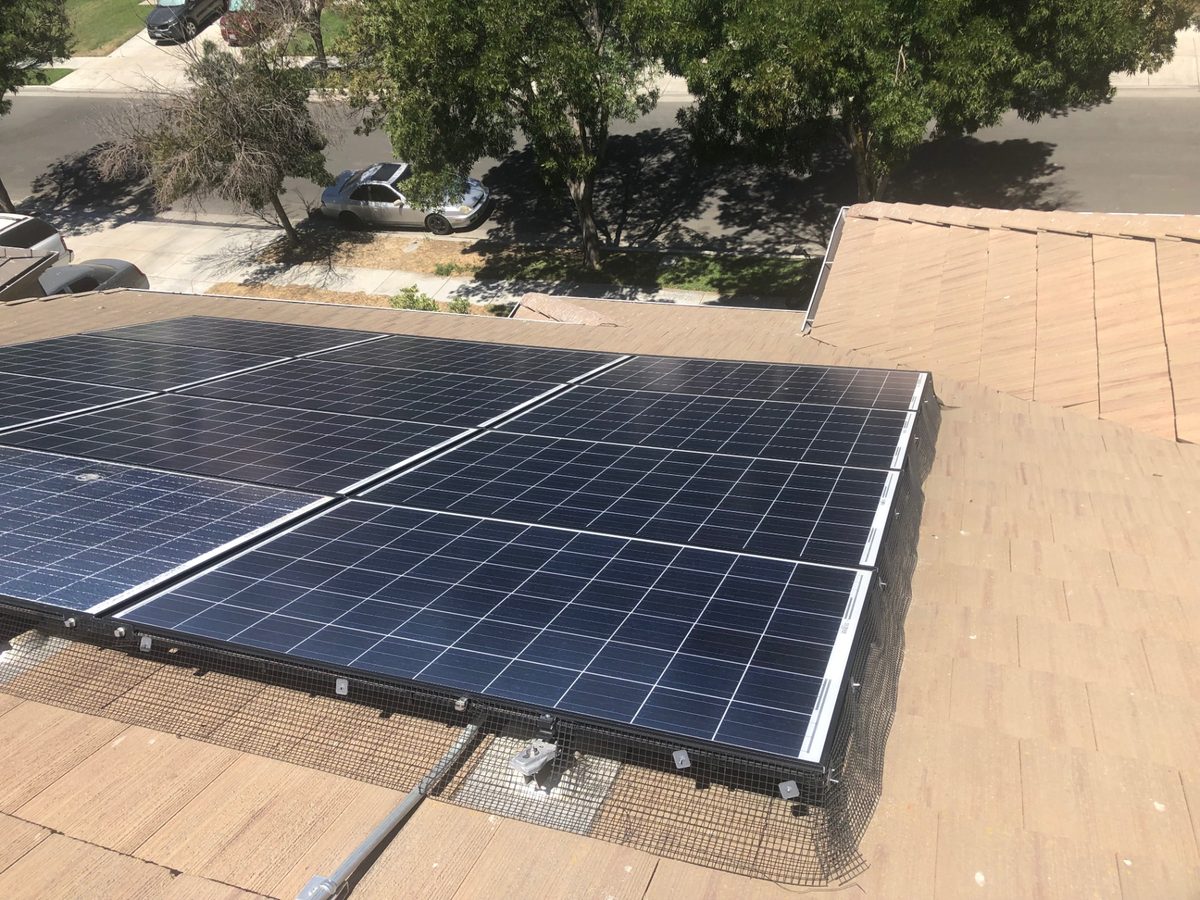 Clean solar panels with bird proofing mesh