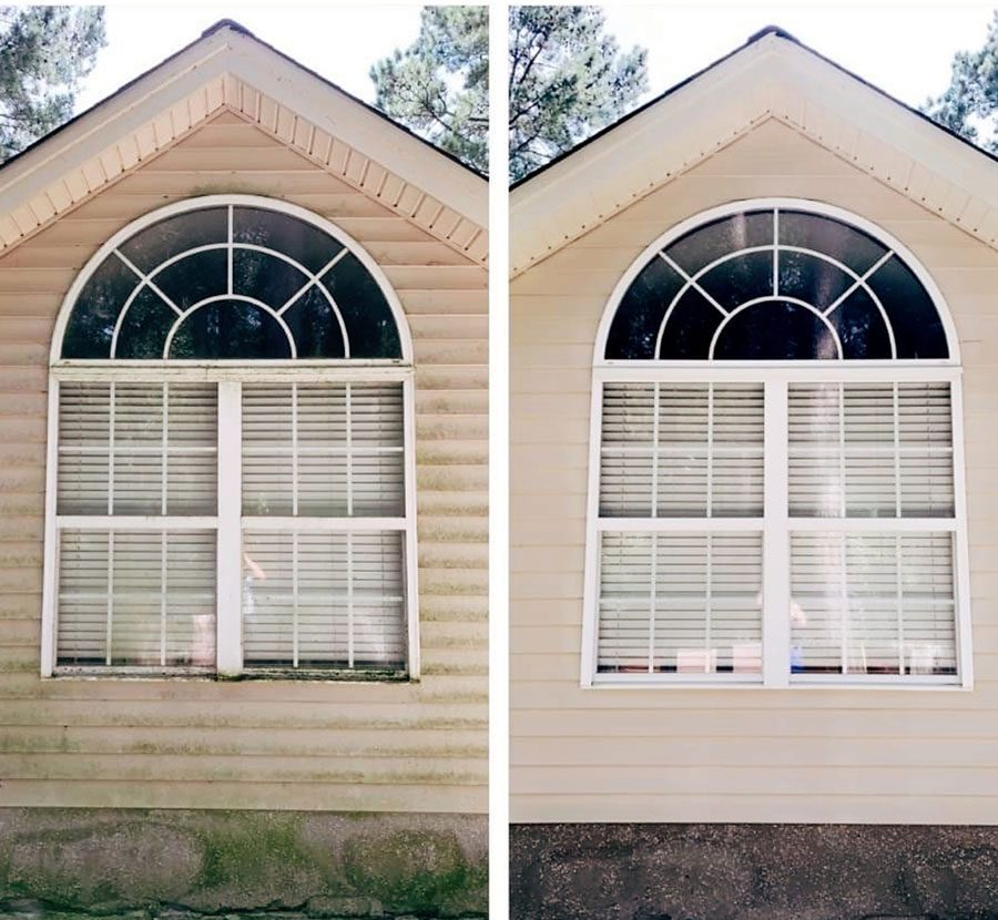 Exterior window before and after cleaning