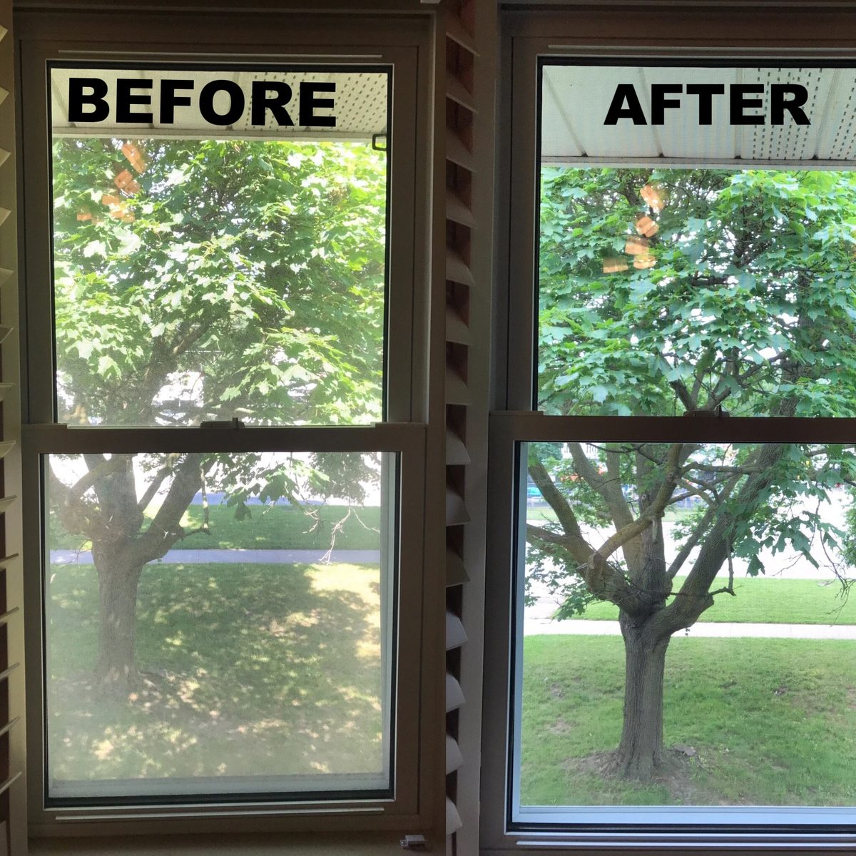 Window glass before and after cleaning