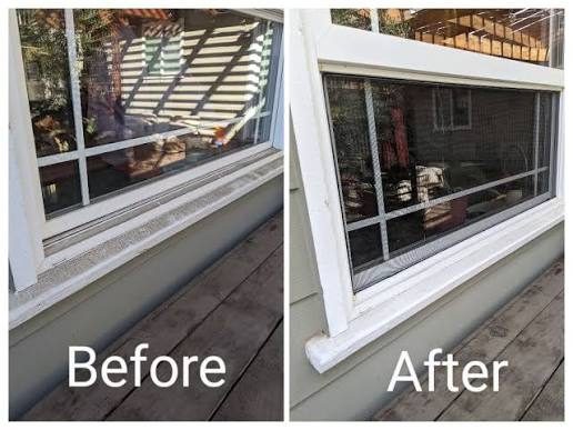 Window and sill before and after cleaning